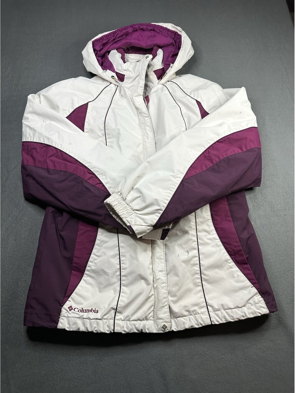 Columbia Jacket Womens Medium White Purple Interchange Outer Shell Coat Hooded